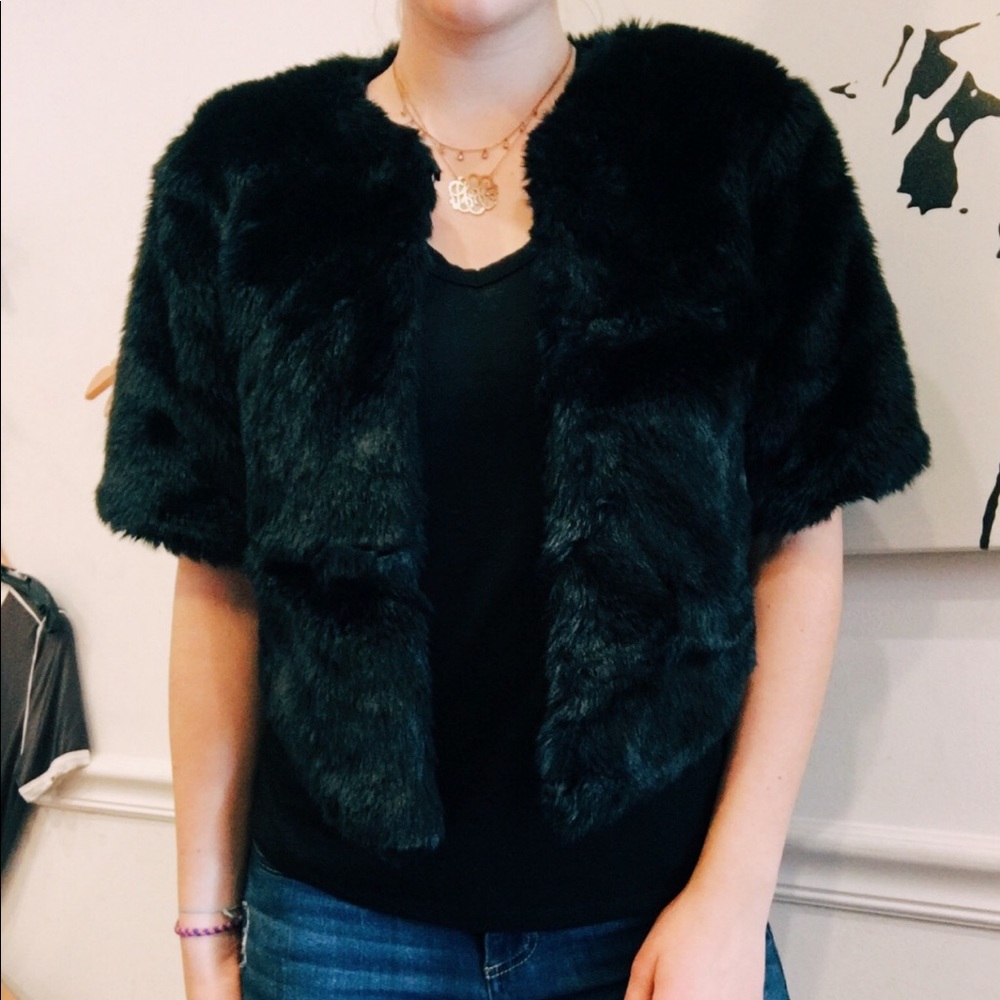 Molly Bracken fur short sleeve jacket